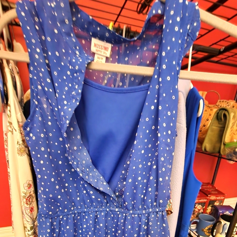 Guc Mossimo blue with white polka dot dress.